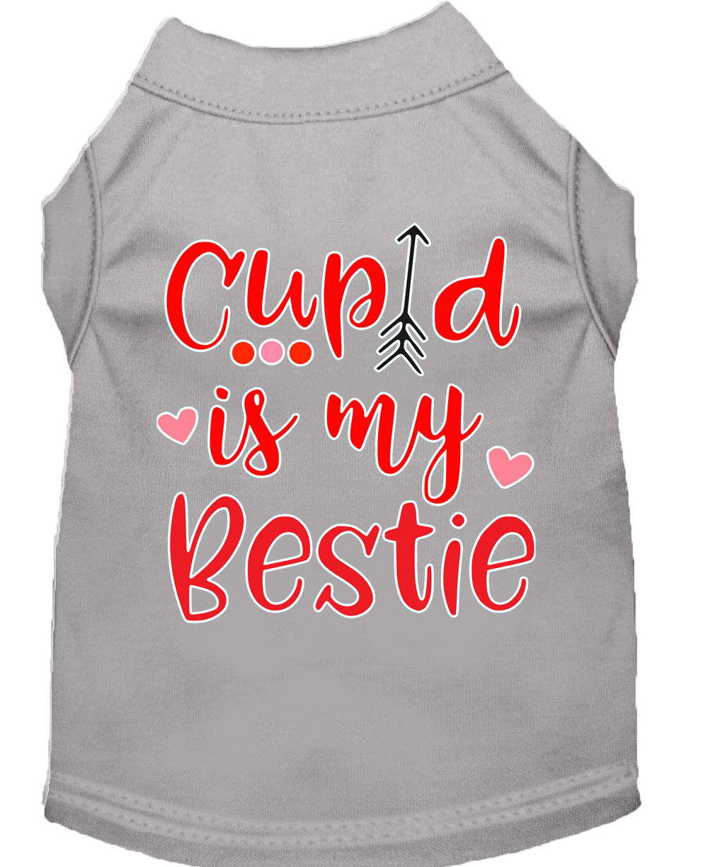 Cupid is my Bestie Screen Print Dog Shirt Grey XS